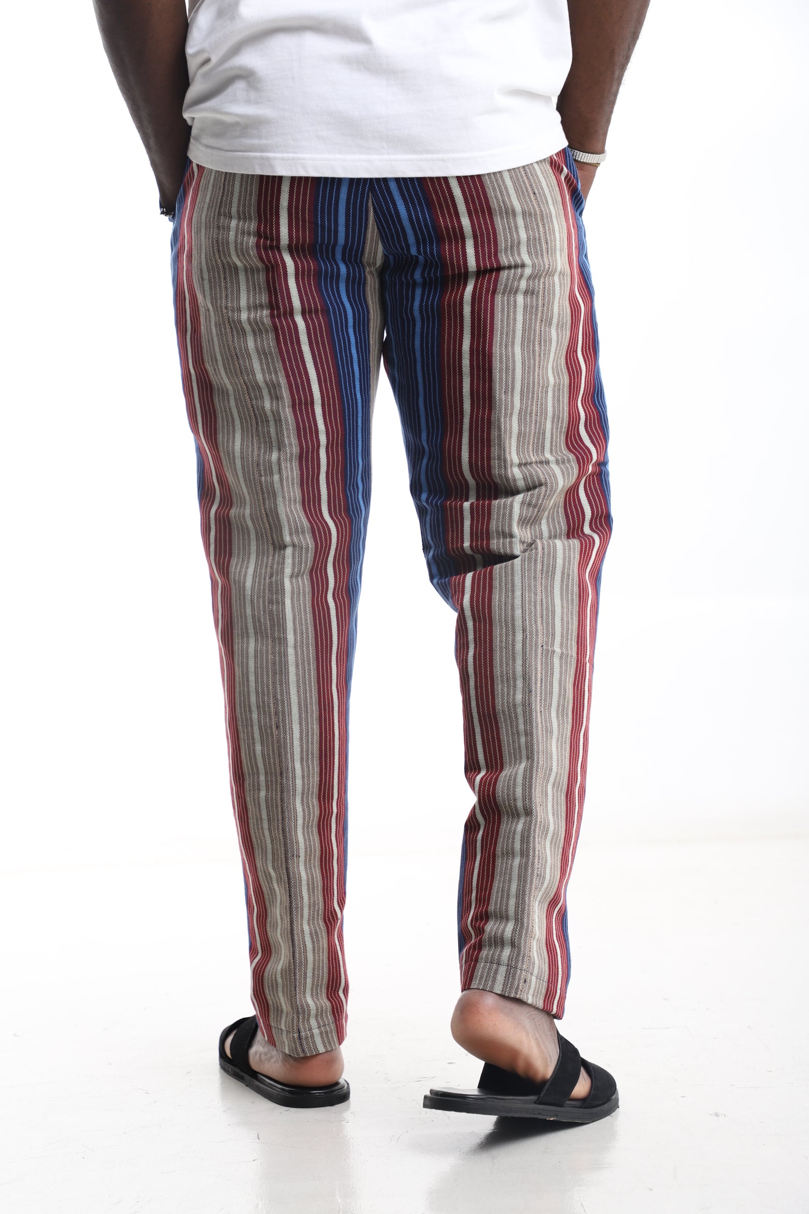 Multi-Stripe Aso-Oke Trouser – Bold Heritage. Effortless Modern Style.
