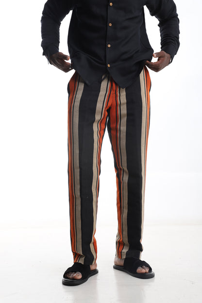 Bold Striped Aso-Oke Trouser – Tradition Meets Modern Edge