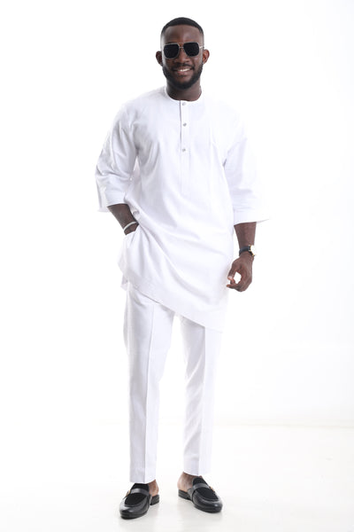 White Asymmetric Native Set – Modern Elegance for the Distinguished Man