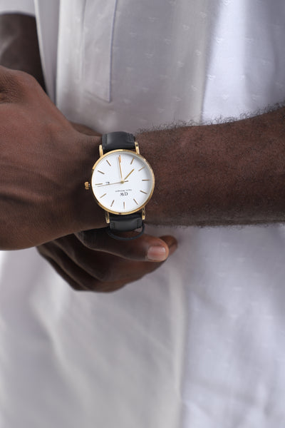 Classic Gold &amp; Black Minimalist Wristwatch – Timeless Elegance for Every Man