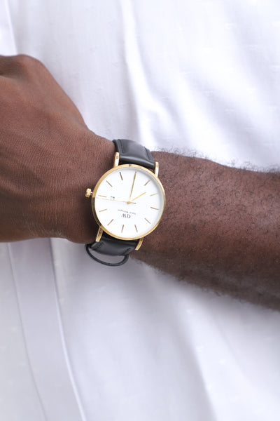 Classic Gold &amp; Black Minimalist Wristwatch – Timeless Elegance for Every Man
