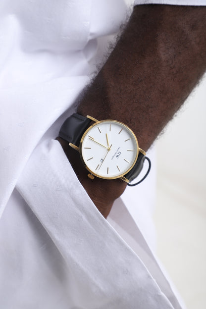 Classic Gold &amp; Black Minimalist Wristwatch – Timeless Elegance for Every Man