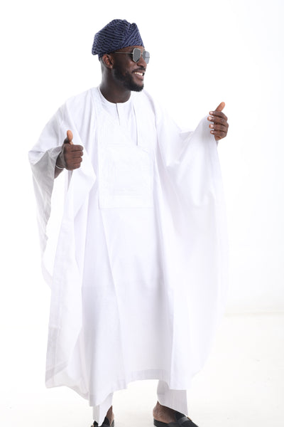 White Agbada – Premium Three-Piece Traditional Set