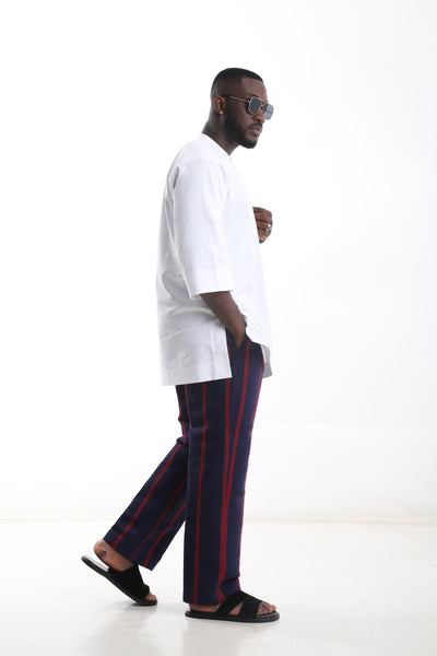 Men’s Aso-Oke Pants and White Kaftan Top Set