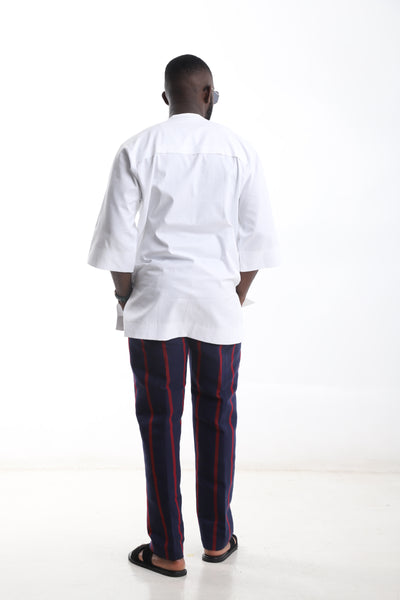 Men’s Aso-Oke Pants and White Kaftan Top Set