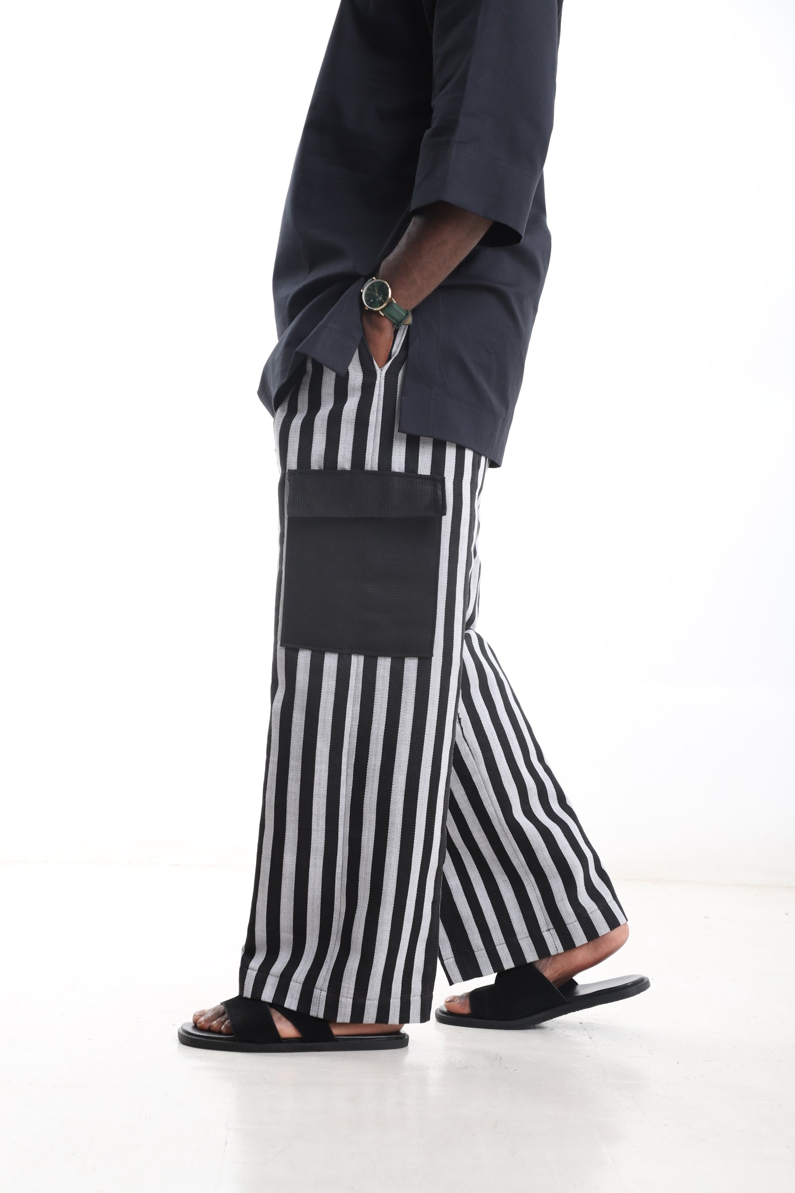 Men’s Aso-Oke Striped Cargo Pants