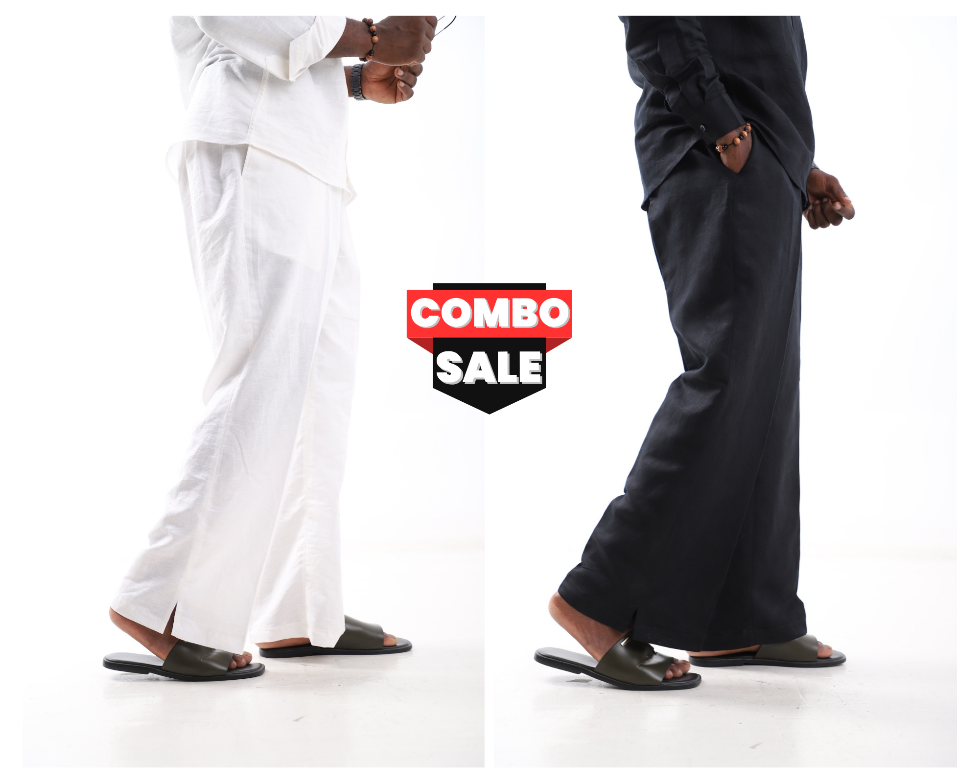 Black Friday Linen Trouser Combo Deal – Premium White &amp; Black Set (Limited Stock!)