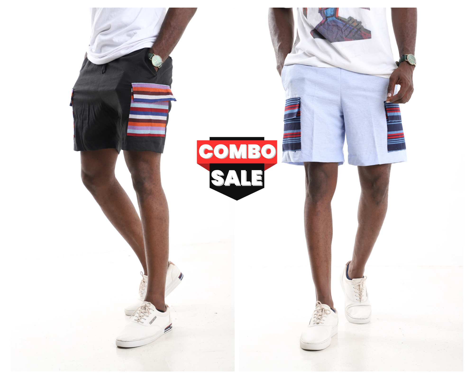 The Utility Contrast Set | Multi-Texture Cargo Shorts Combo