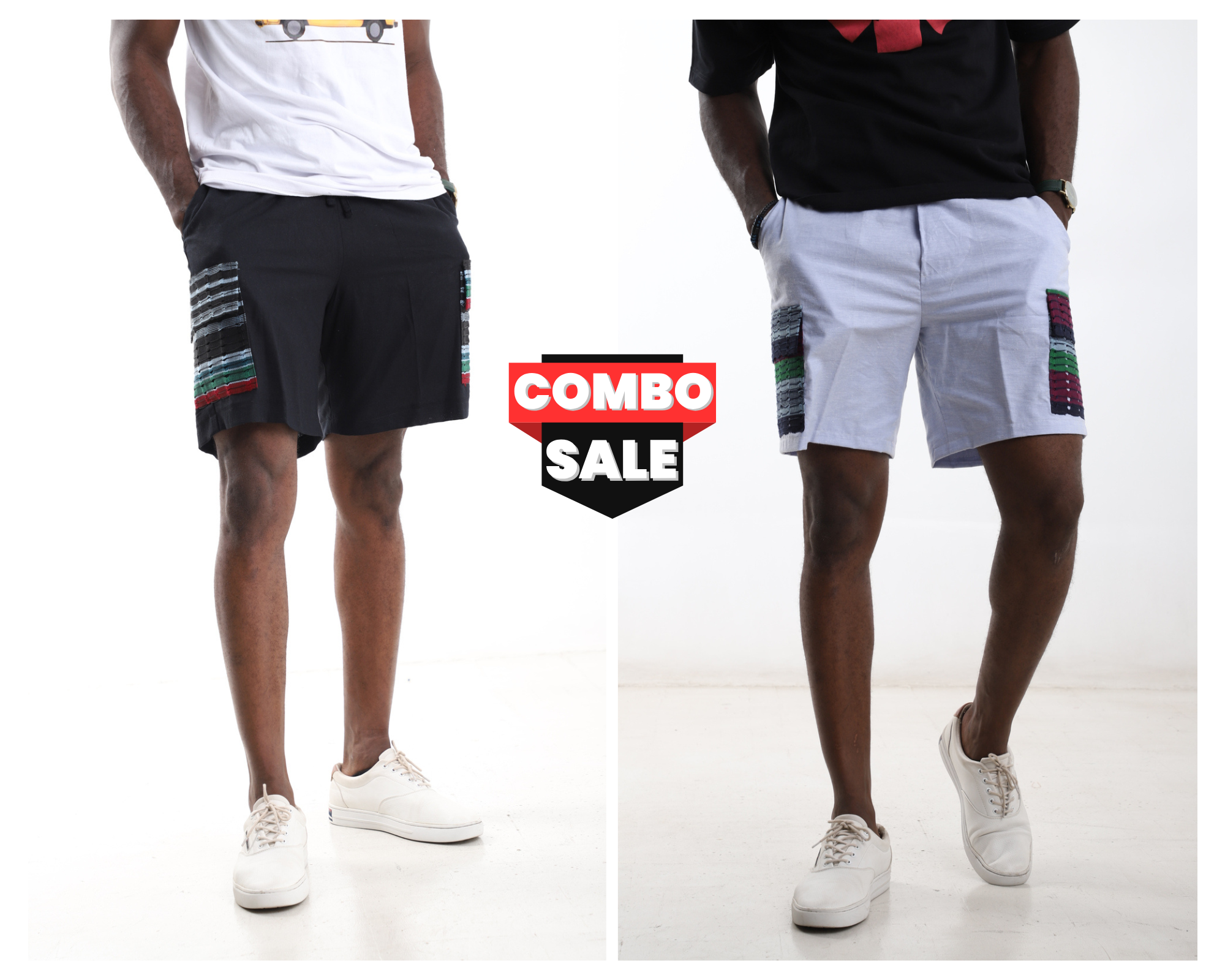 Skyblue | Navyblue Linen Combo Shorts