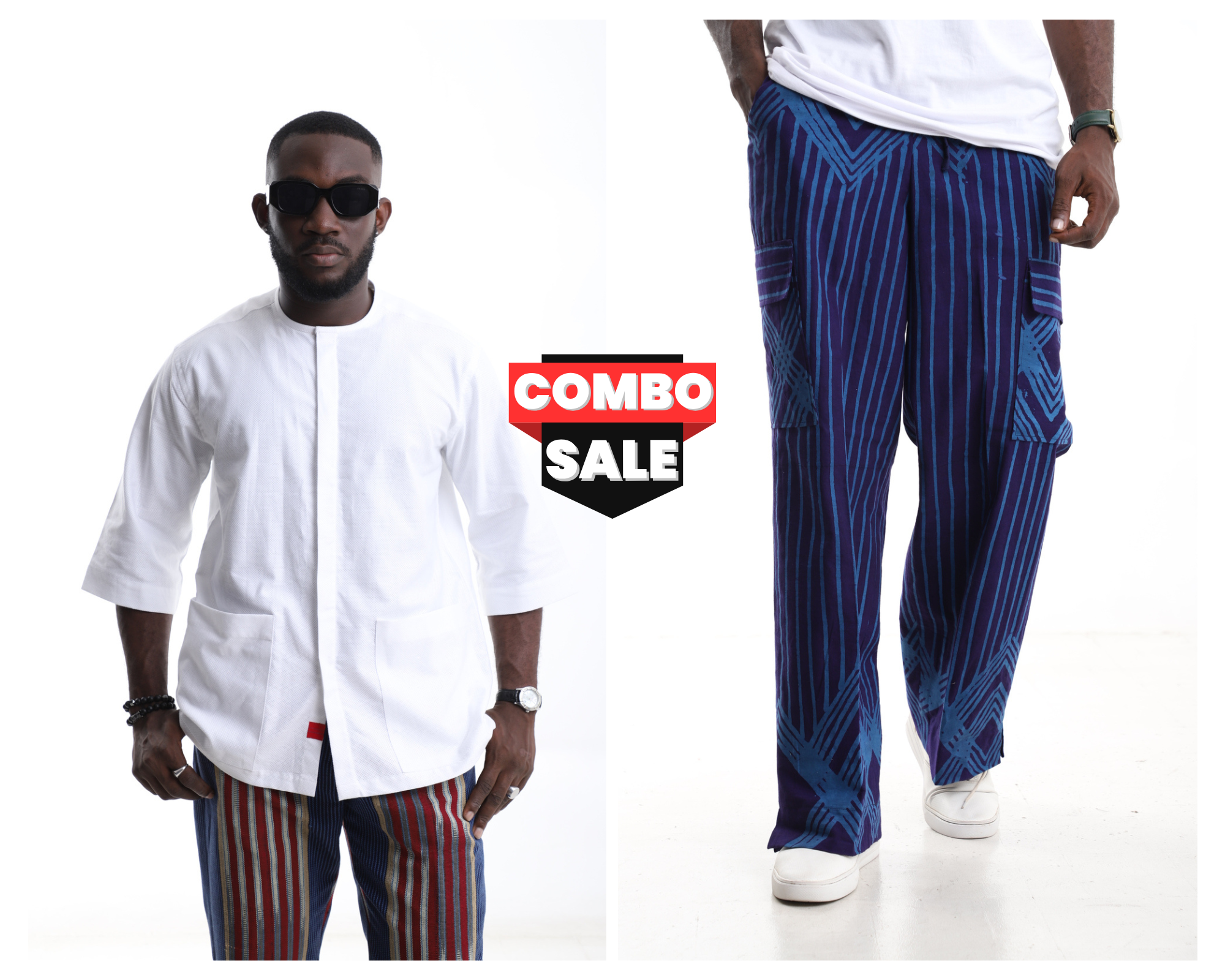Men’s Minimalist Tunic shirt & Indigo Cargo Pants Combo