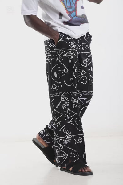 Black & White Adire Statement Pants
