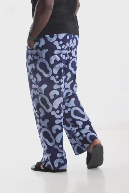 Hand-Dyed Adire Pantsndigo Patterned Statement Trousers